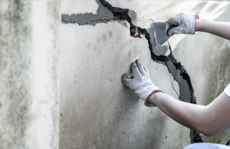 Concrete crack repair on a Wenatchee foundation wall