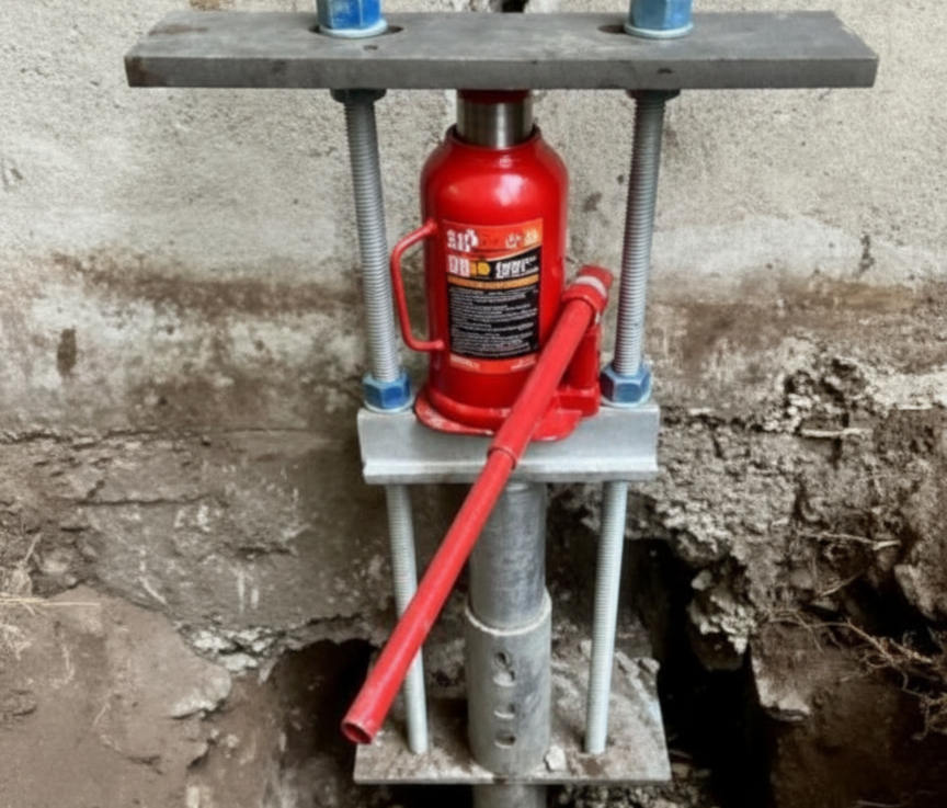 Push pier installed for foundation underpinning at a Wenatchee home